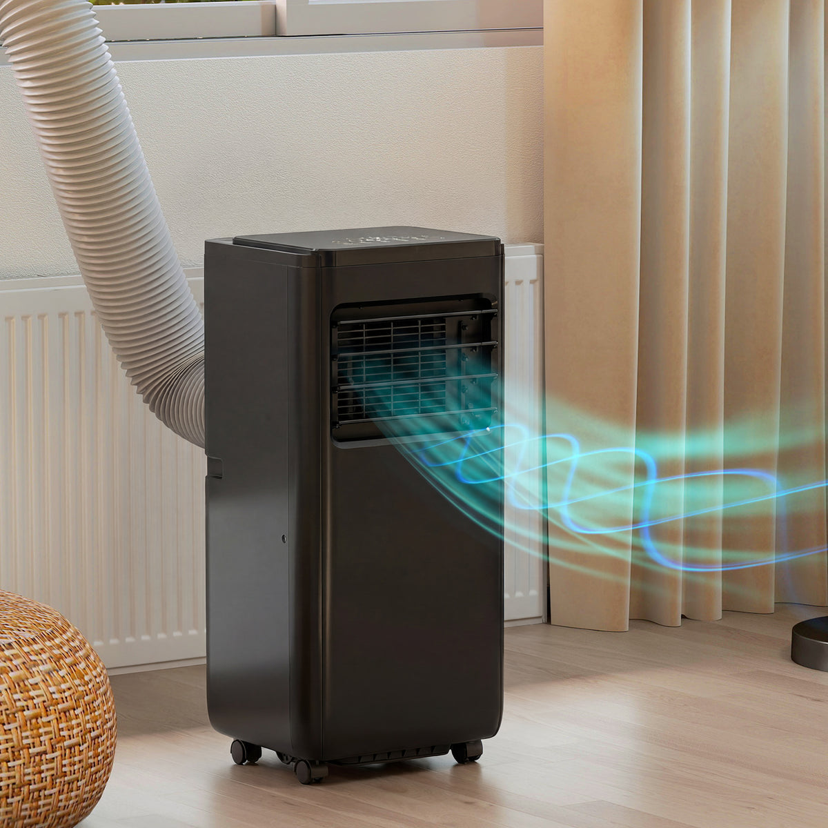 8000 BTU ተንቀሳቓሲ 4-ኣብ-ሓደ ኣየር ኮንዲሽነር ብምሑር፣ ደርቂ ኣየር፣ ፋን፣ ድቃስ፣ ዋይፋይ ድምጺ ርሑቕ ቁጽጽር፣ ጻዕዳ