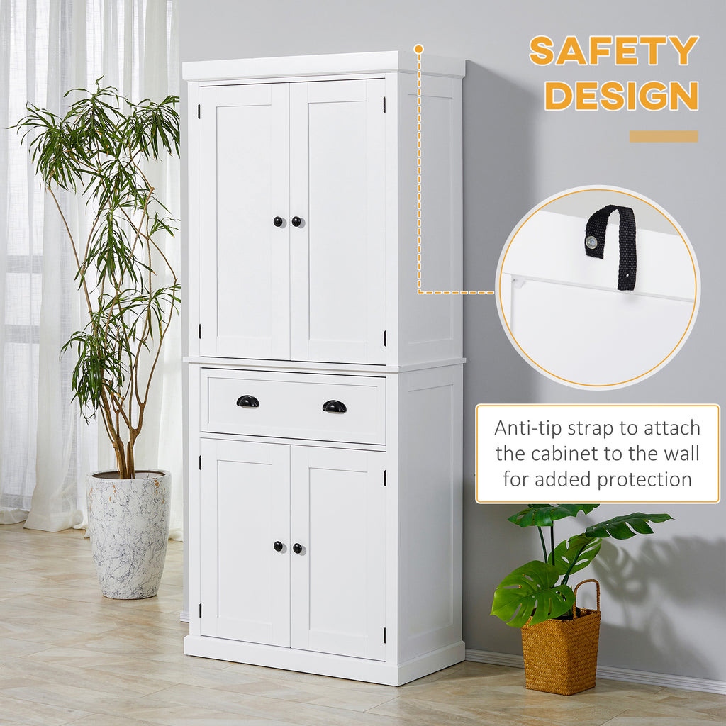 Long Standing Kitchen Cabinet w/ 2 Drawers MDF Board White