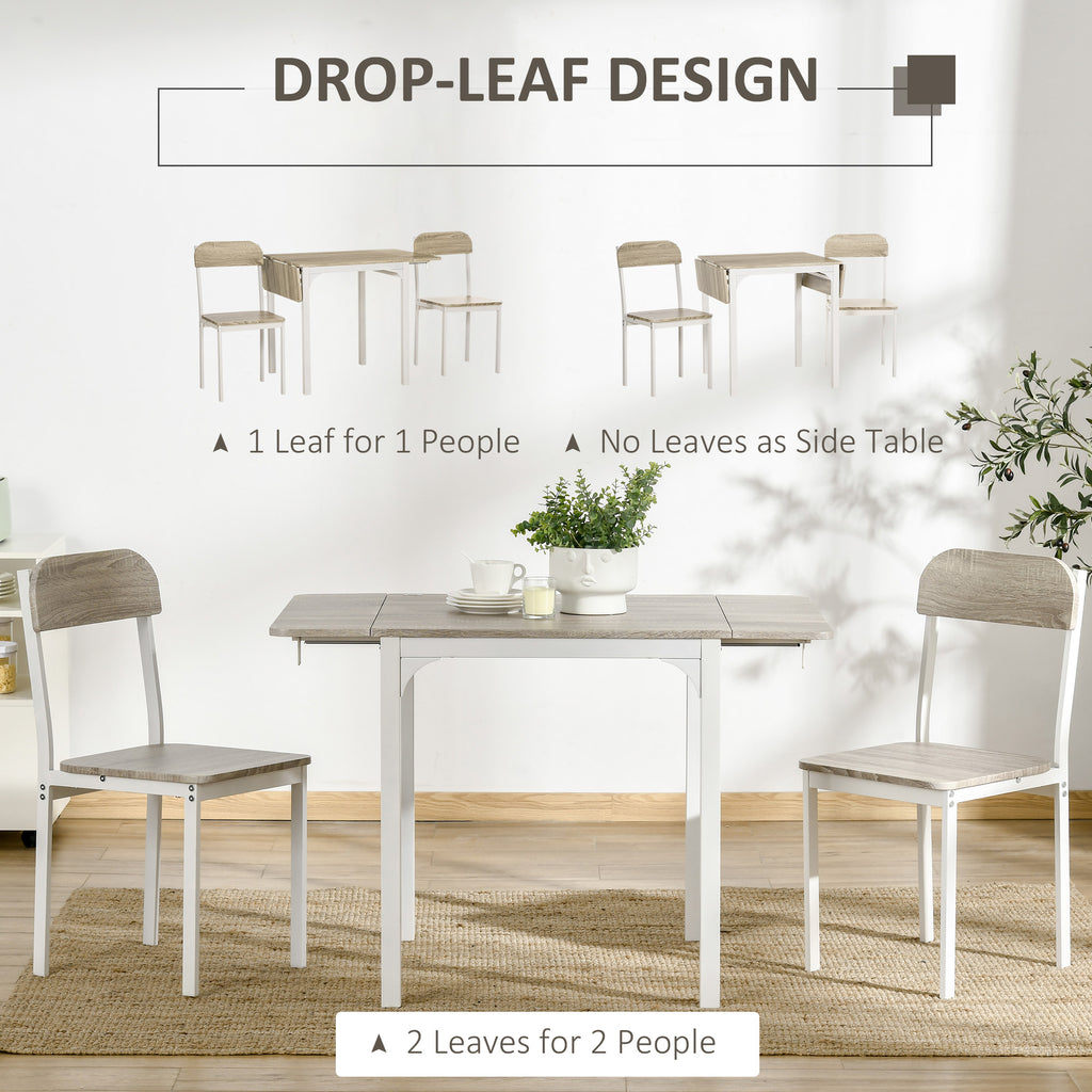 Foldable Dining Table Set for 2, Drop-Leaf Kitchen Table with 2 Chairs for Apartments, Studios, Natural Drop-leaf Dining Table Set Includes 2 Chairs