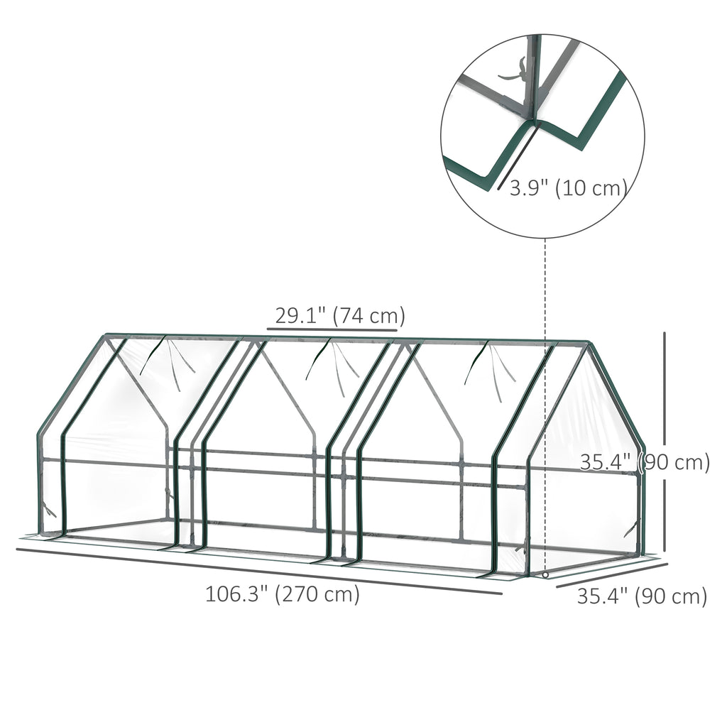 Portable Mini Greenhouse Tunnel Growing Tent Plants Flower Warm House w/ Zippered Roll-up Doors, Clear
