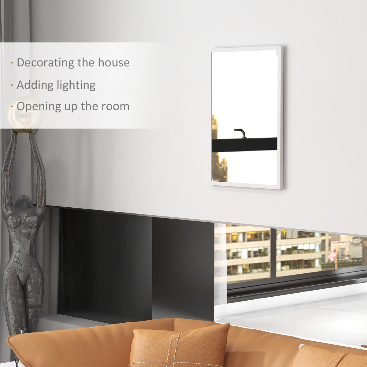 20" x 28" Bathroom Mirror for Wall, Rectangular Mirror for Living Room, Bedroom, Entryway, White