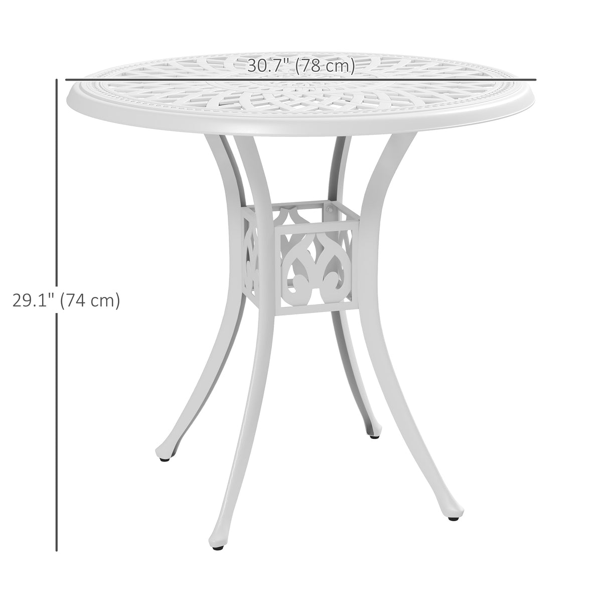 30-inch Round Patio Dining Table with Umbrella Hole Cast Aluminium Outdoor Bistro Table, Black