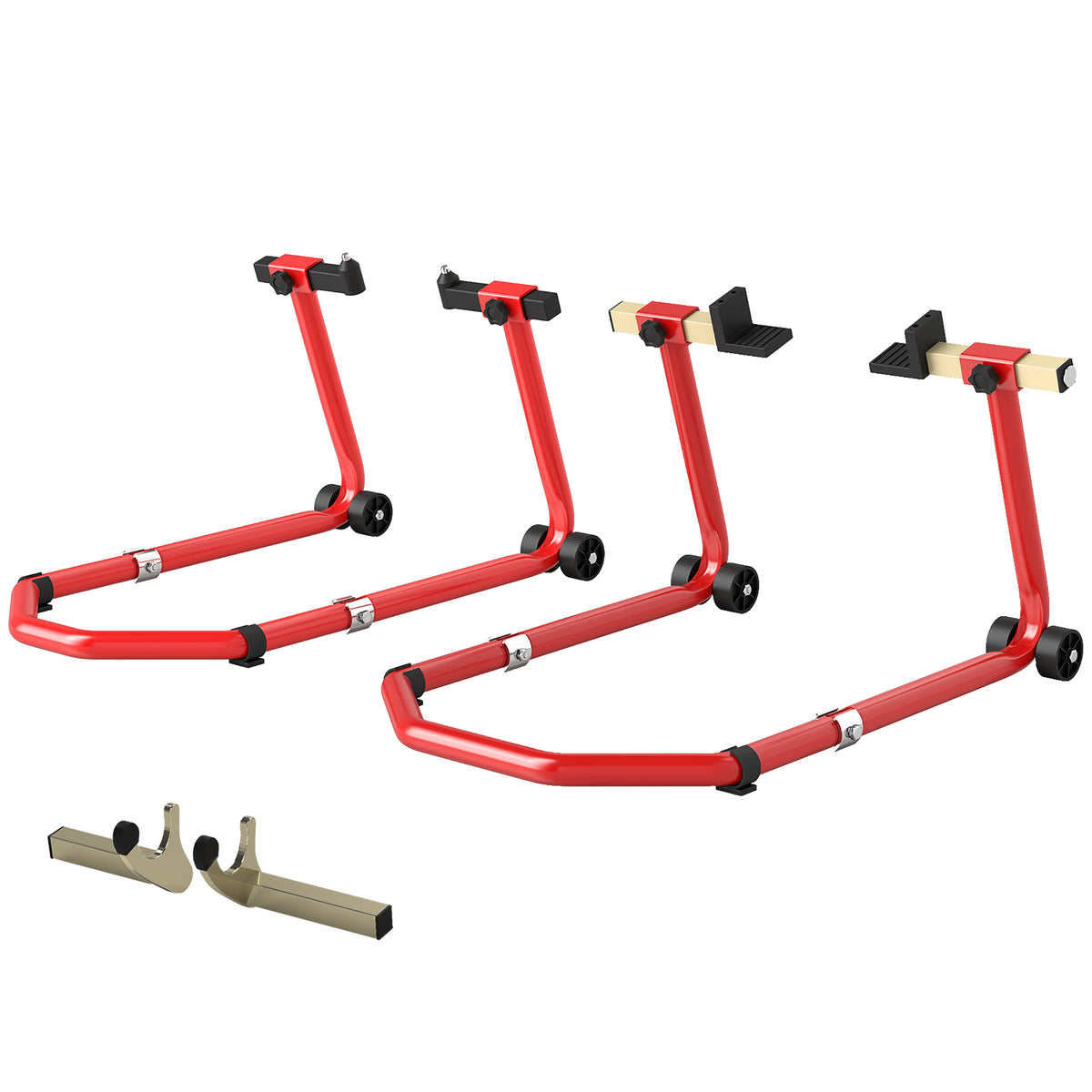 Motorcycle Stand Lift, 850 lbs Capacity Front & Rear Combo Wheel Paddock Stand Lift for Dirt Bikes, Red