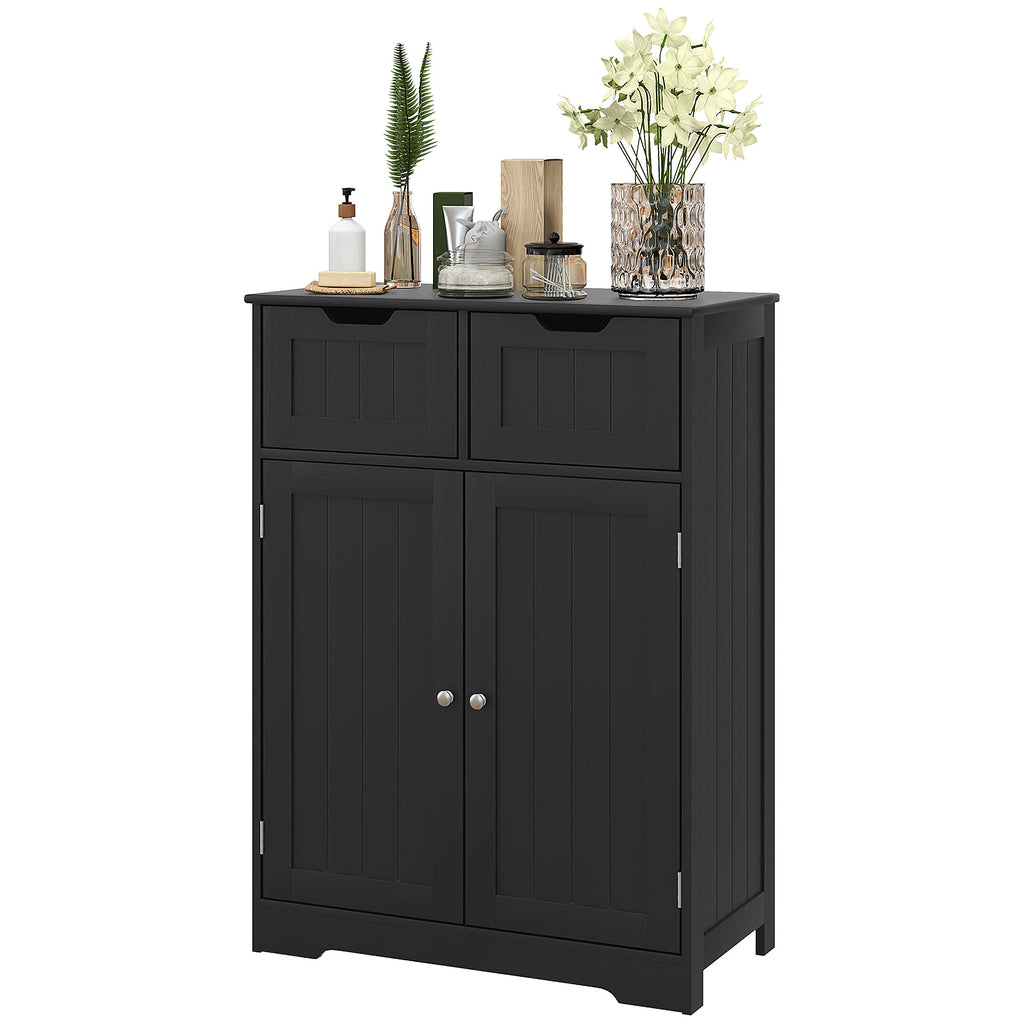 Bathroom Cabinet, Bathroom Storage Cabinet with 2 Drawers, Adjustable Shelf for Living Room, Entryway, White
