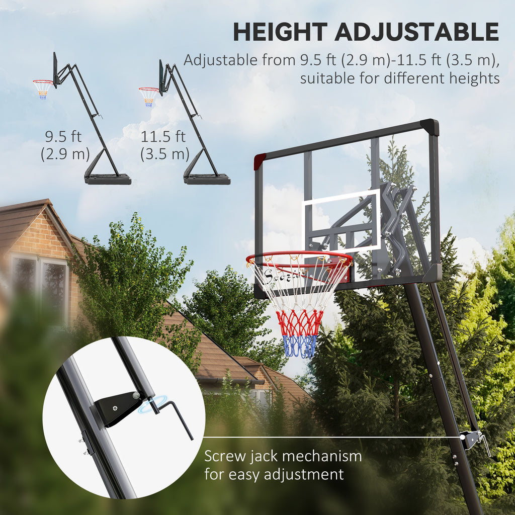 Soozier Outdoor Portable Basketball Hoop and Stand with Backboard Weighted Base Wheels, 115.4"-137.8" Height Adjustable