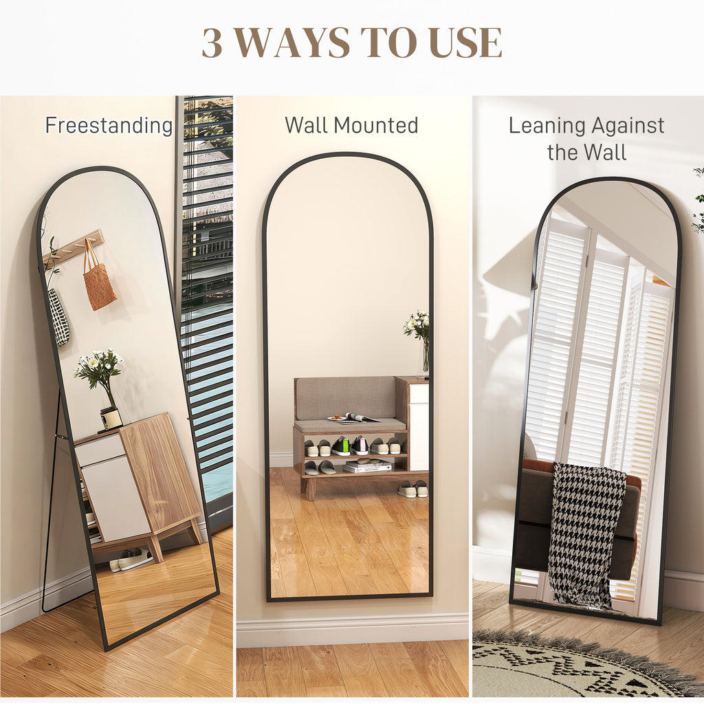 ርእሲ ዝተሓጸረ ደው ዝበለ መስታወት፣ 64" x 20" ምሉእ ንውሓት መስታወት፣ ንምድላይ ወይ ንግድግዳ ዝተሰንጠቐ ንሳሎን፣ ንድሕሪት ክፍሊ፣ ጸሊም