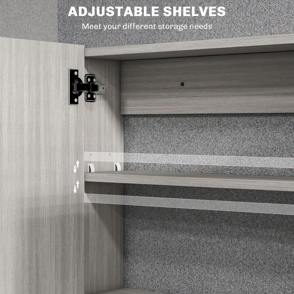 Bathroom Mirror Cabinet, Wall-Mounted Storage Organizer with Double Doors, Adjustable Shelf, White