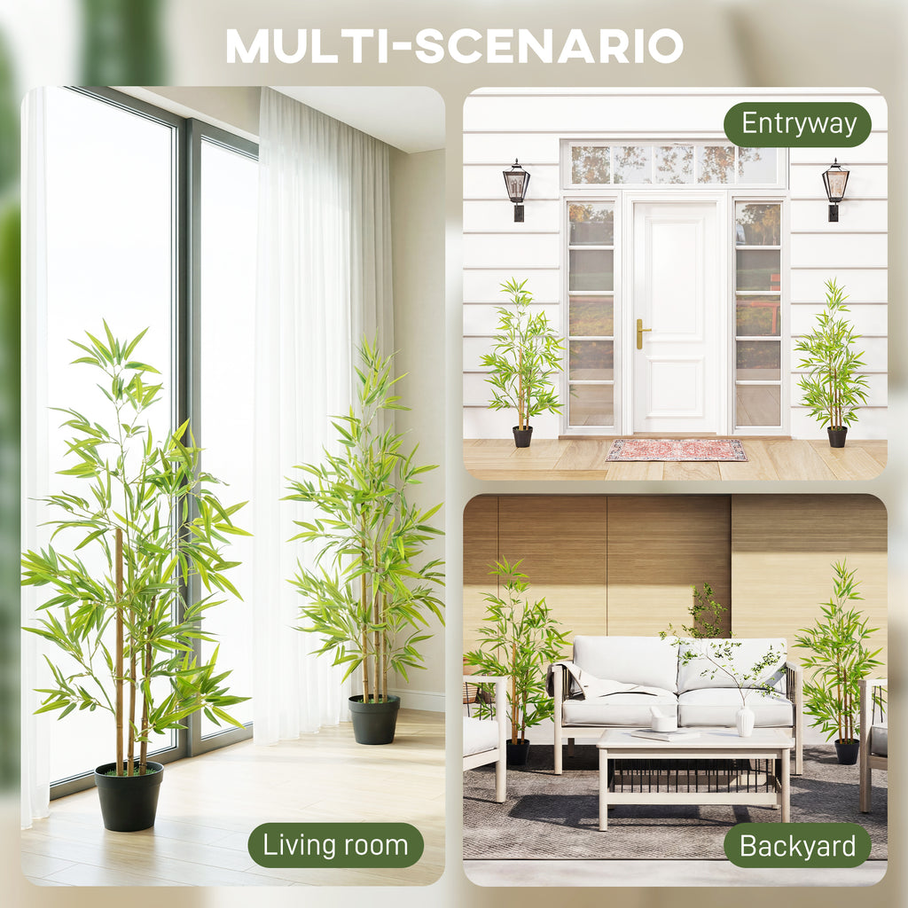 Artificial Bamboo Tree, 4ft Fake Tree with Realistic Leaf and Natural Trunk, Decorative Plant in Nursery