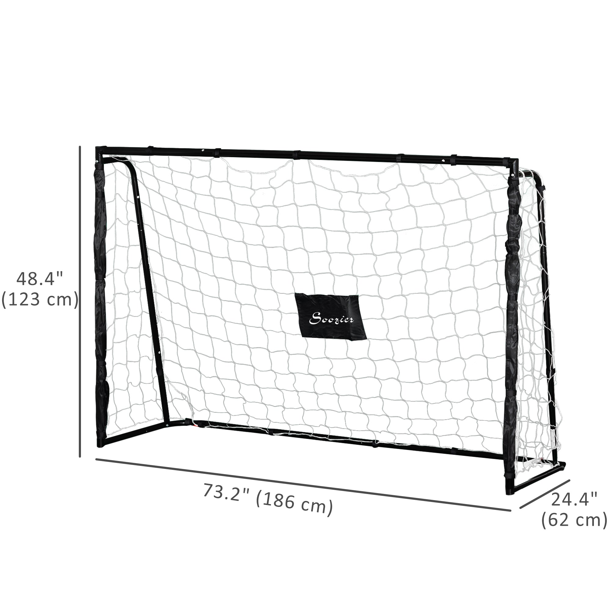 Soozier 6ft x 4ft Soccer Goal Net with Metal Frame, PE Mesh, Ground Stakes, Easy Assembly, Yellow