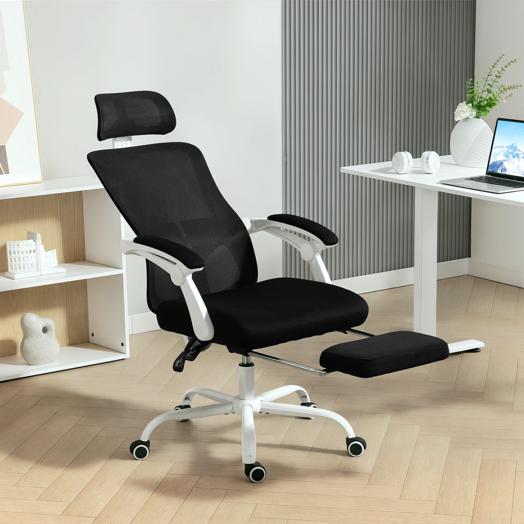 Ergonomic Office Chair, Mesh Reclining Desk Chair with Adjustable Lumbar Support, Headrest, Grey