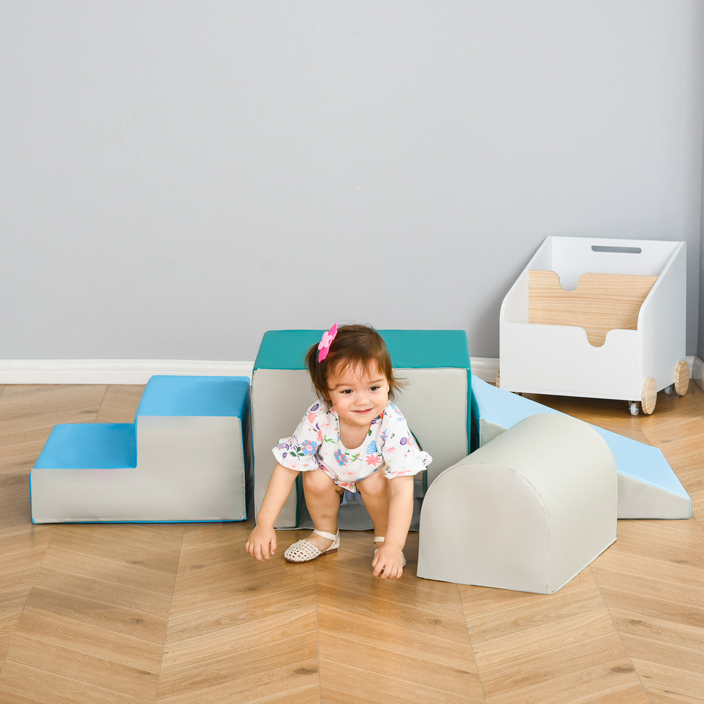 Qaba Foam Climbing Blocks for Toddlers, Kids Modular Play Set for Baby Children, Soft Play Equipment for Crawling Sliding, Easy-to-clean Safe DIY Creative, Multicolor