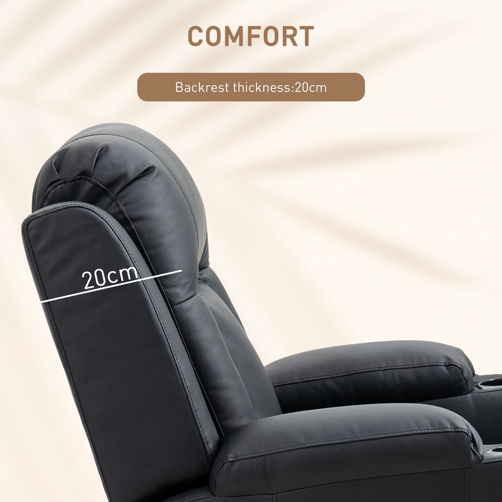 Swivel Massage Recliner Chair Rocker, Overstuffed Manual Reclining Sofa, PU Leather Rocking Chair with Side Pockets, Cup Holders, for Living Room, Nursery, Brown