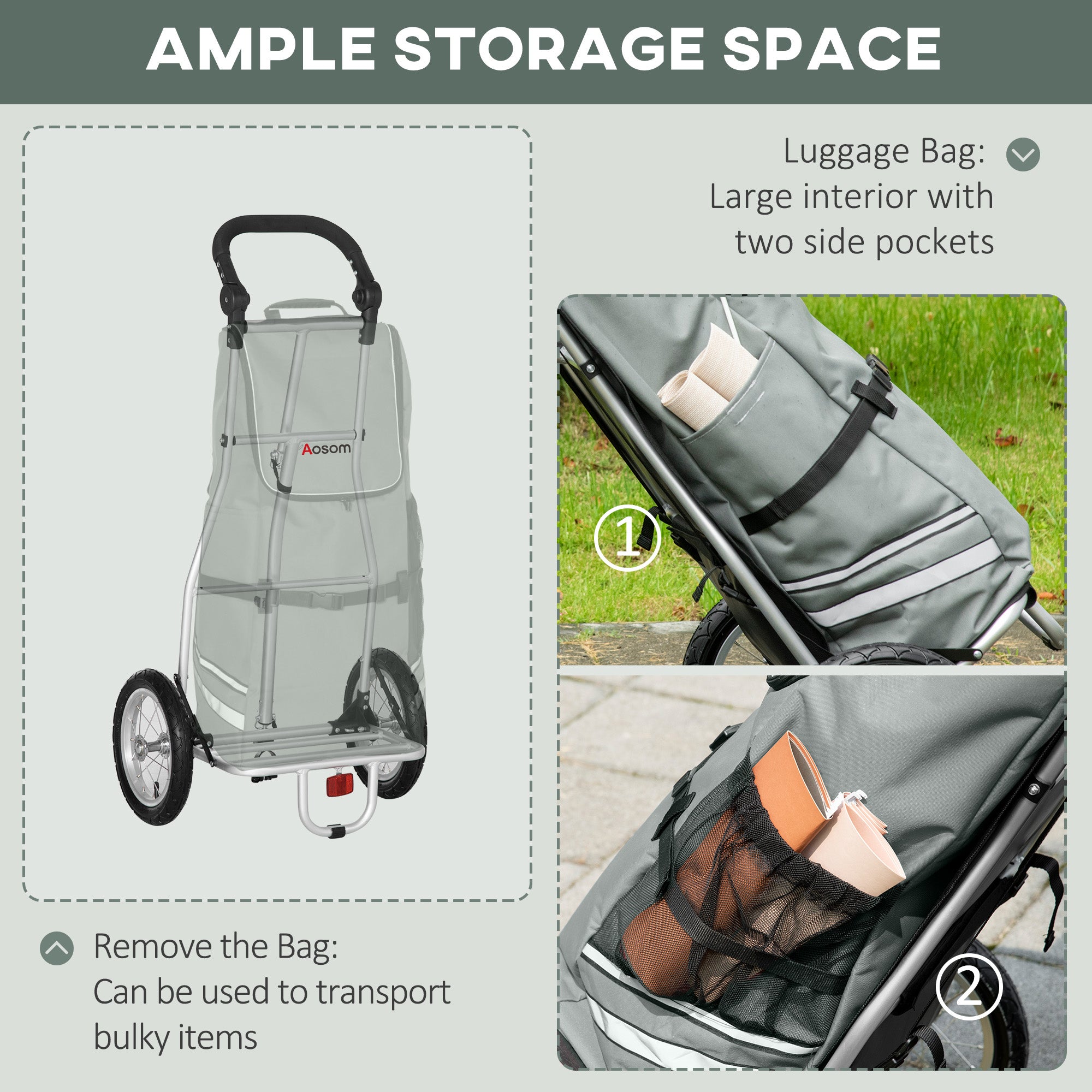 Soozier Bike Trailer, Bicycle Cargo Trailer with 12" Wheels, Reflective Strips, Outdoor Wagon Carrier with Aluminum Frame