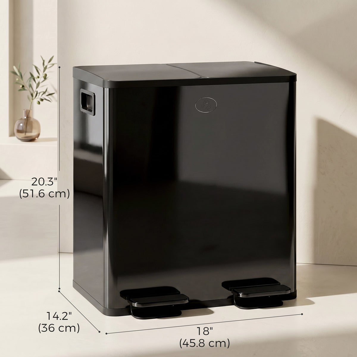 Garbage Bin, Soft-Close Trash Can with Foot Pedal, 2x5 Gal (2x20 L) Garbage Can with Removable Inner Buckets, Black