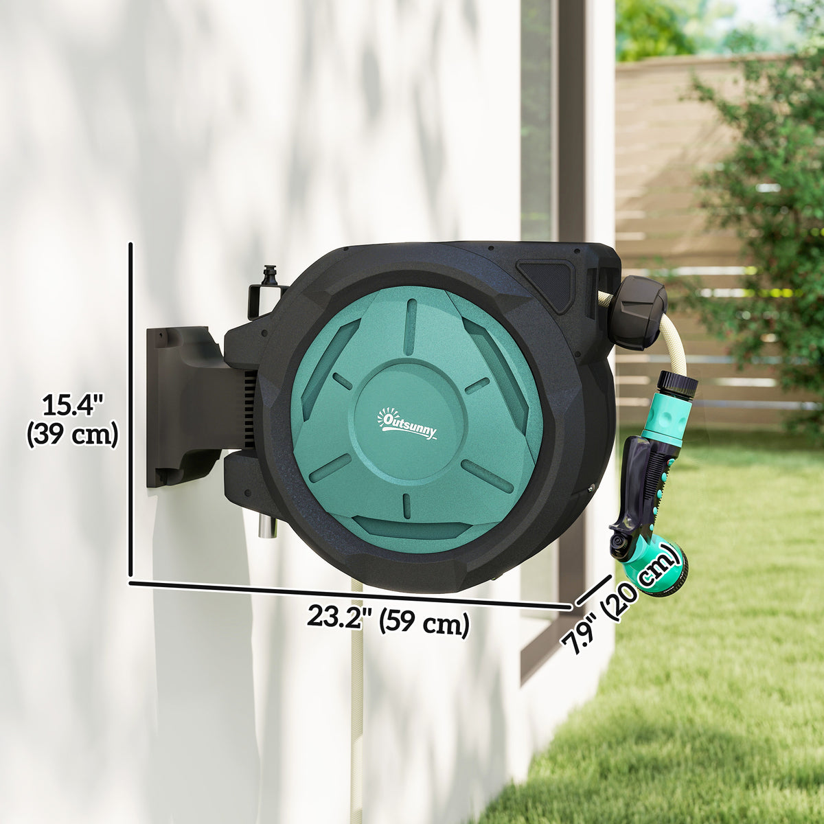 1/2 in x 100ft Wall Mounted Garden Hose Reel, Retractable Water Hose Reel with Auto Rewind, Any Length Lock, Black