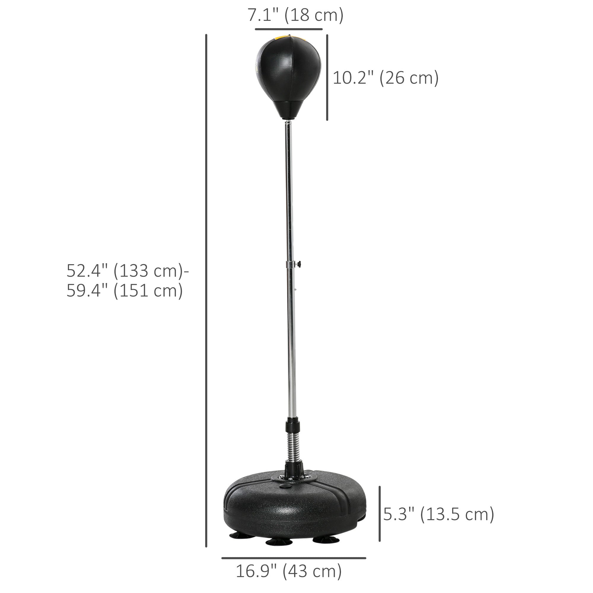 Soozier Reflex Bag with Stand, Freestanding Punching Bag Set with Speedball and Gloves, 52.4" -59.4" Adjustable Height for Home Gym Training