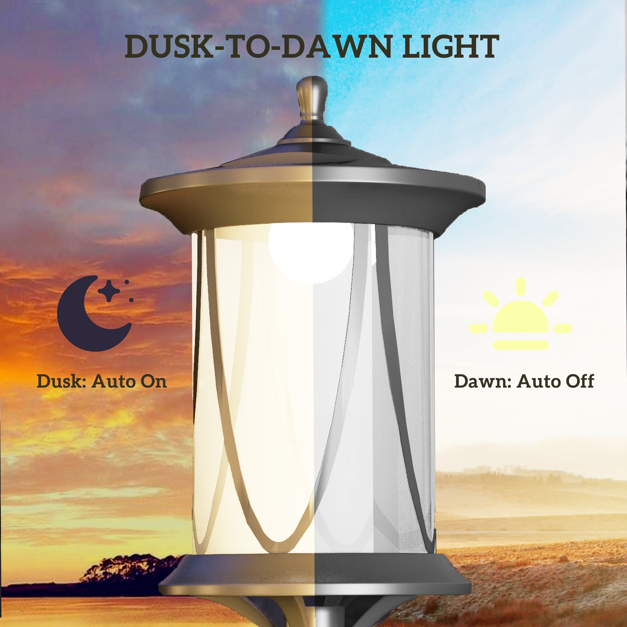 72" Solar Post Light, Cool White LED Outdoor Lamp, Waterproof IP44 for Patio, Garden, Backyard, Pathway