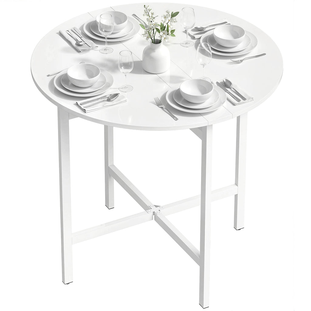 Drop Leaf Table, Folding Dining Table for Small Spaces 80 cm, White