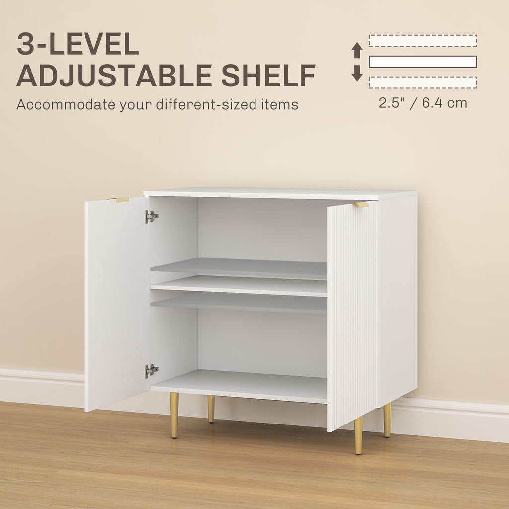 Modern Kitchen Storage Cabinet, Sideboard Buffet Cabinet with Adjustable Shelves and Metal Legs for Kitchen, Black