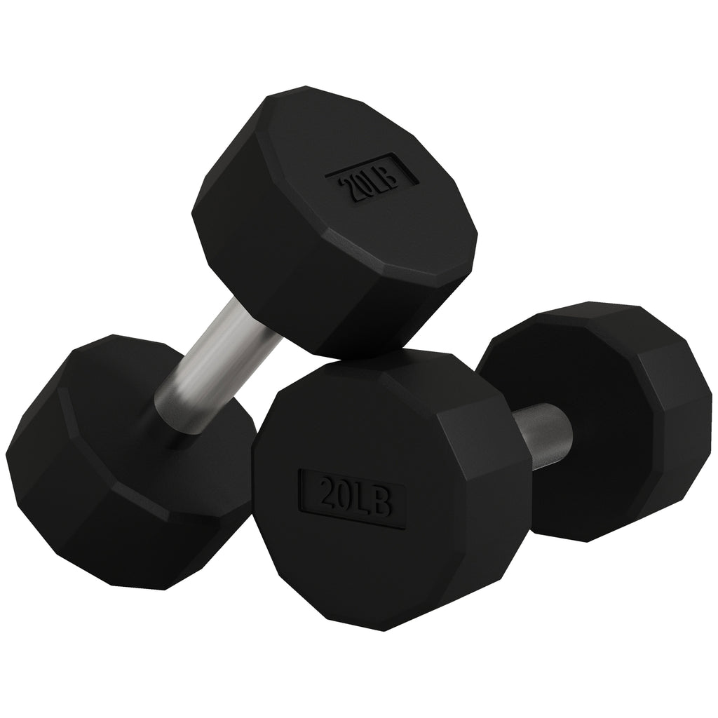 Soozier 2 x 15lbs Dumbbells Set with Non-Slip Grip, Rubber Covered Weights for Men Women Home Gym Workout