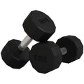 Soozier 2 x 15lbs Dumbbells Set with Non-Slip Grip, Rubber Covered Weights for Men Women Home Gym Workout