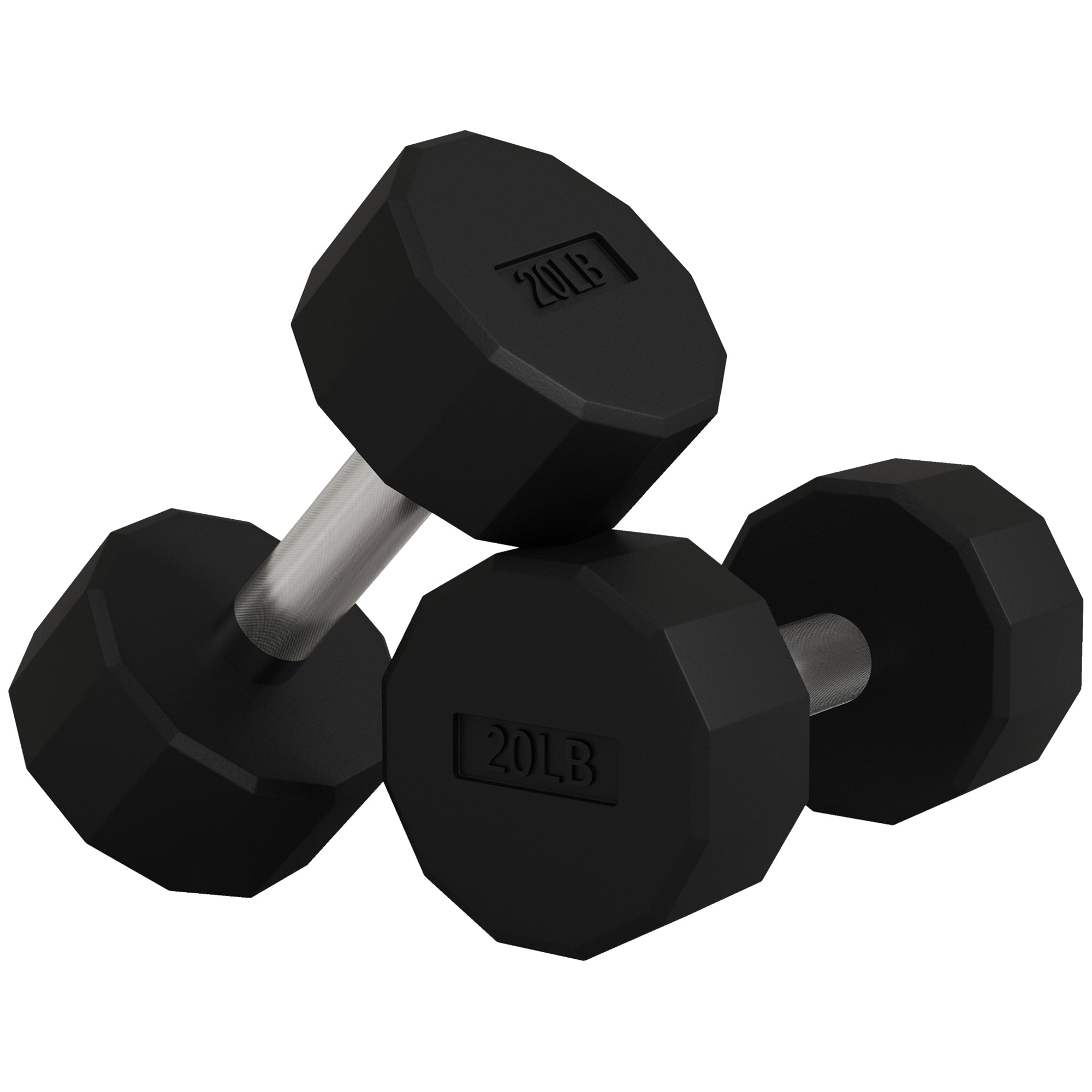 Soozier 2 x 15lbs Dumbbells Set with Non-Slip Grip, Rubber Covered Weights for Men Women Home Gym Workout