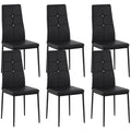Set of 6 Button Tufted Back Side Chairs with Upholstered Seat, Steel Legs for Living Room, Kitchen, Bedroom, Black