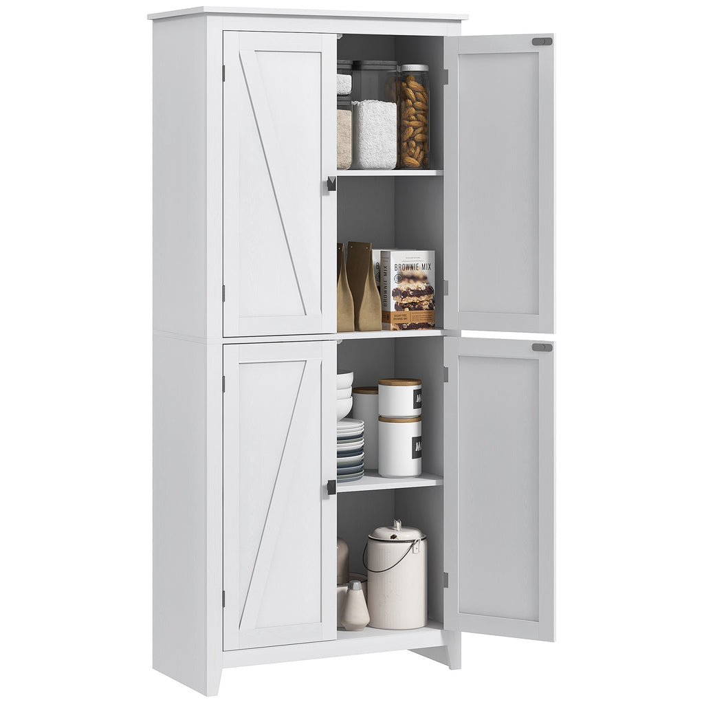 72" Freestanding Storage Cabinet, Kitchen Pantry Cabinet with Doors and Shelves for Dining Room, White