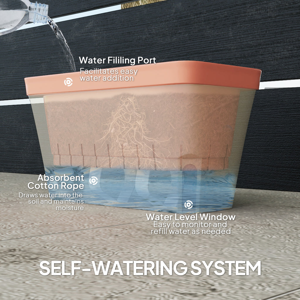 6 Pack Self Watering Flower Pots, 10.5 Inch Planter Box with Water Level Indicator for Vegetables, Succulents Plants