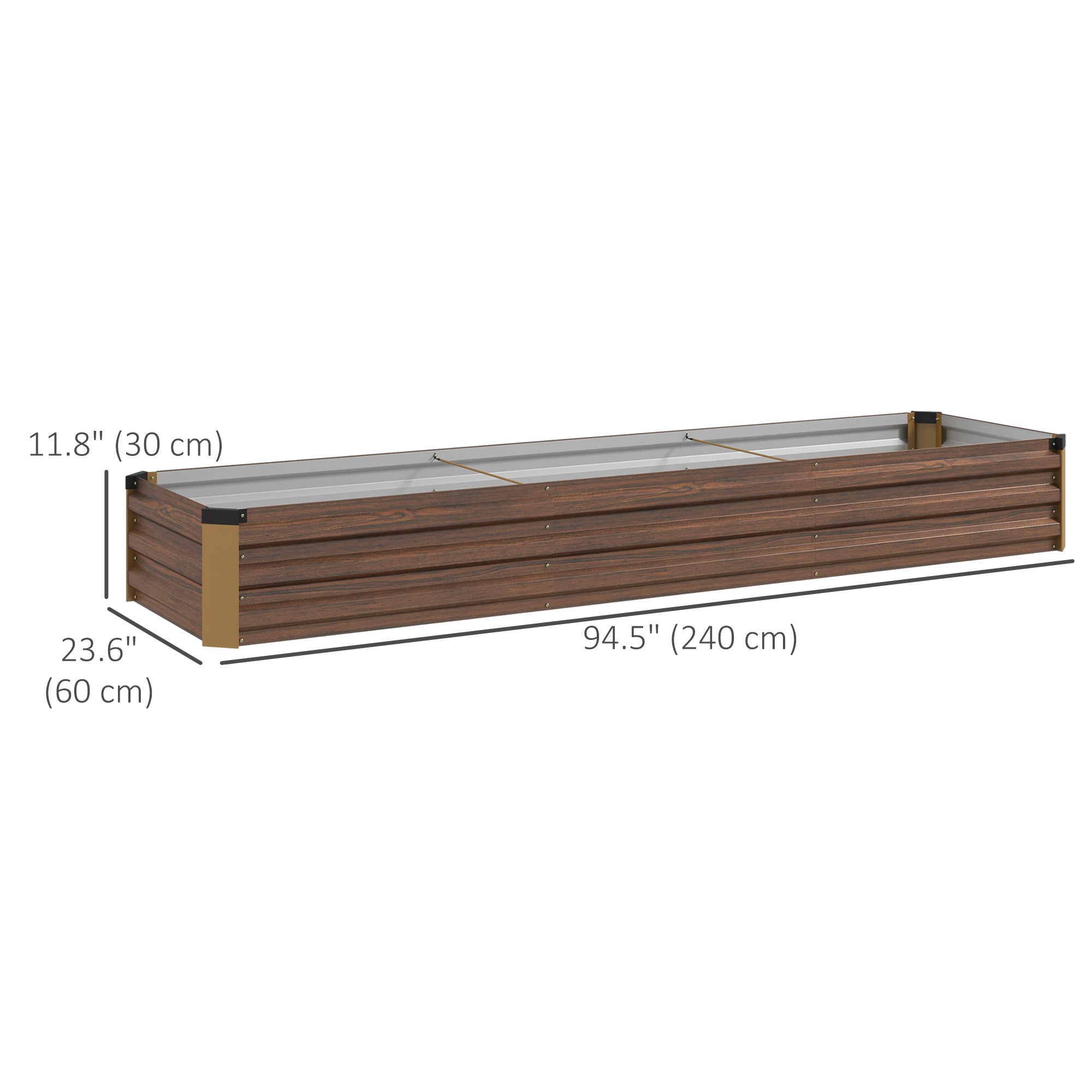 8'x2'x1' ጋልቫናይዝድ ዝተሰርሐ ልዕል ዝበለ ዓራት ምድሪ፣ ዓቢ ዝተልዓለ መትከሊ ሳጹን ንኣታኽልቲ፣ ቀመም ኣታኽልትን ኣሕምልትን ንምብቃል፣ ጸሊም ግራጫ