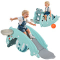 Qaba 3-in-1 Kids Slide And Rocking Horse Dual-Use Children Activity Equipment Portable Slide Indoor Outdoor Playground Toy W/ Basketball Hoop Toddler Birthday Gift, Age 1.5-3, Green
