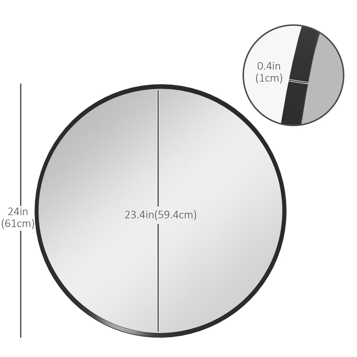 24" Decorative Wall Mirror for Bedroom Living Room, Modern Round Bathroom Mirror for Home Decor, Black