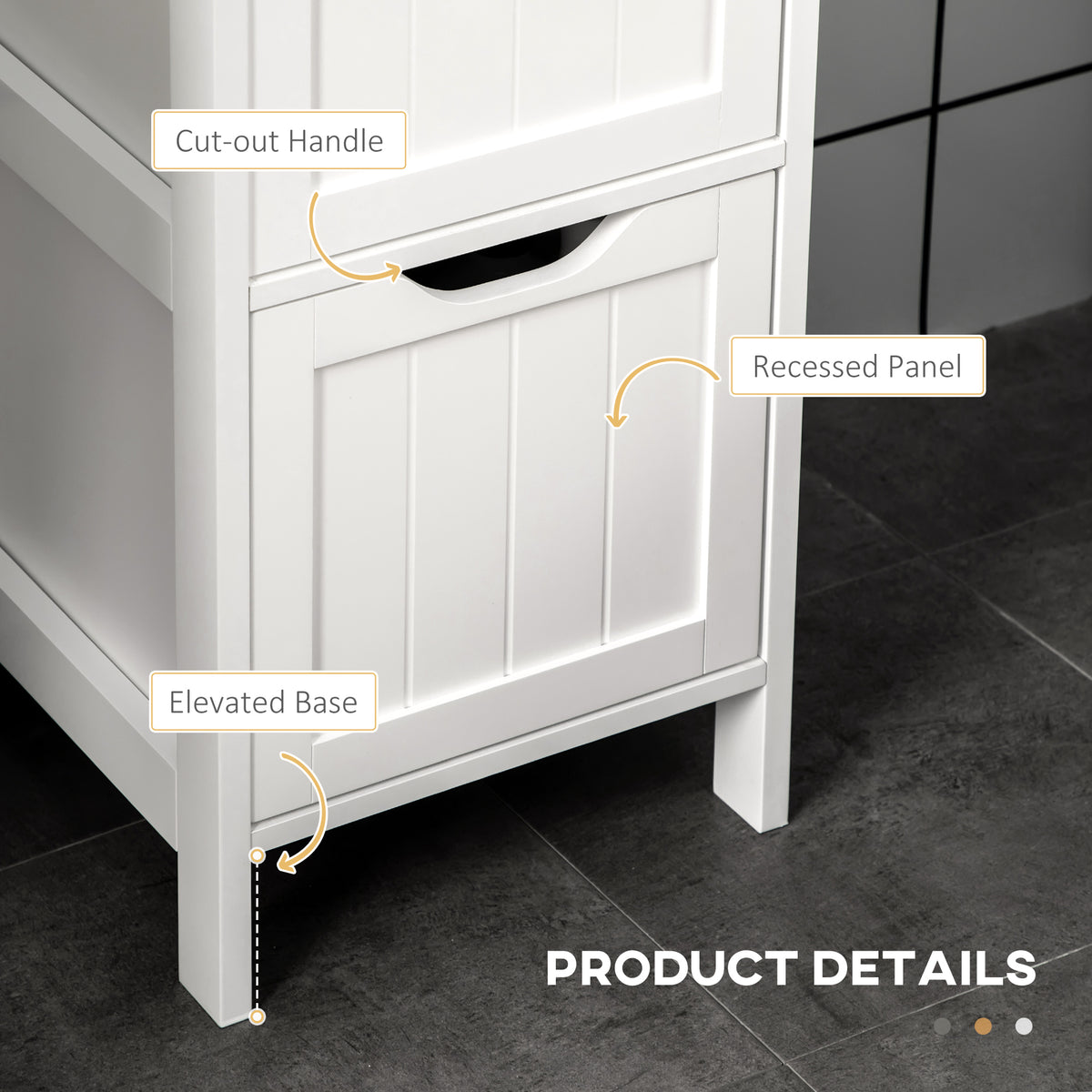 Narrow Bathroom Cabinet with 3 Drawers and 2 Tier Shelf, Tall Cupboard Freestanding Linen Tower, White