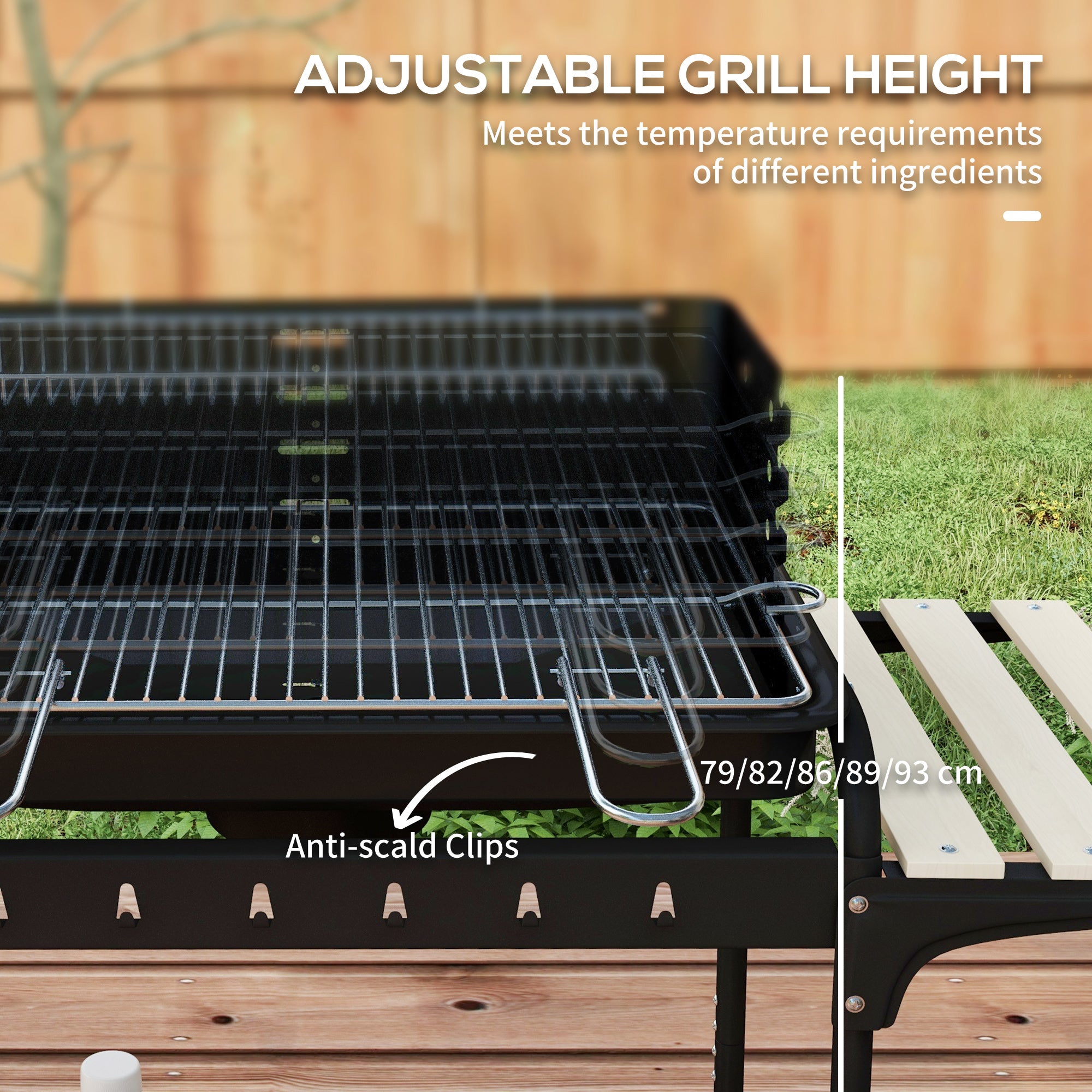 Charcoal Barbecue Grill with Adjustable Grill Height, Portable BBQ Trolley with Ash Catcher and Wheels, Red