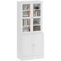 71" Bookcase Storage Cabinet with Doors, Modern Tall Bookshelf with 2 Adjustable Shelves, Display Unit for Study, Living Room, Home Office, White