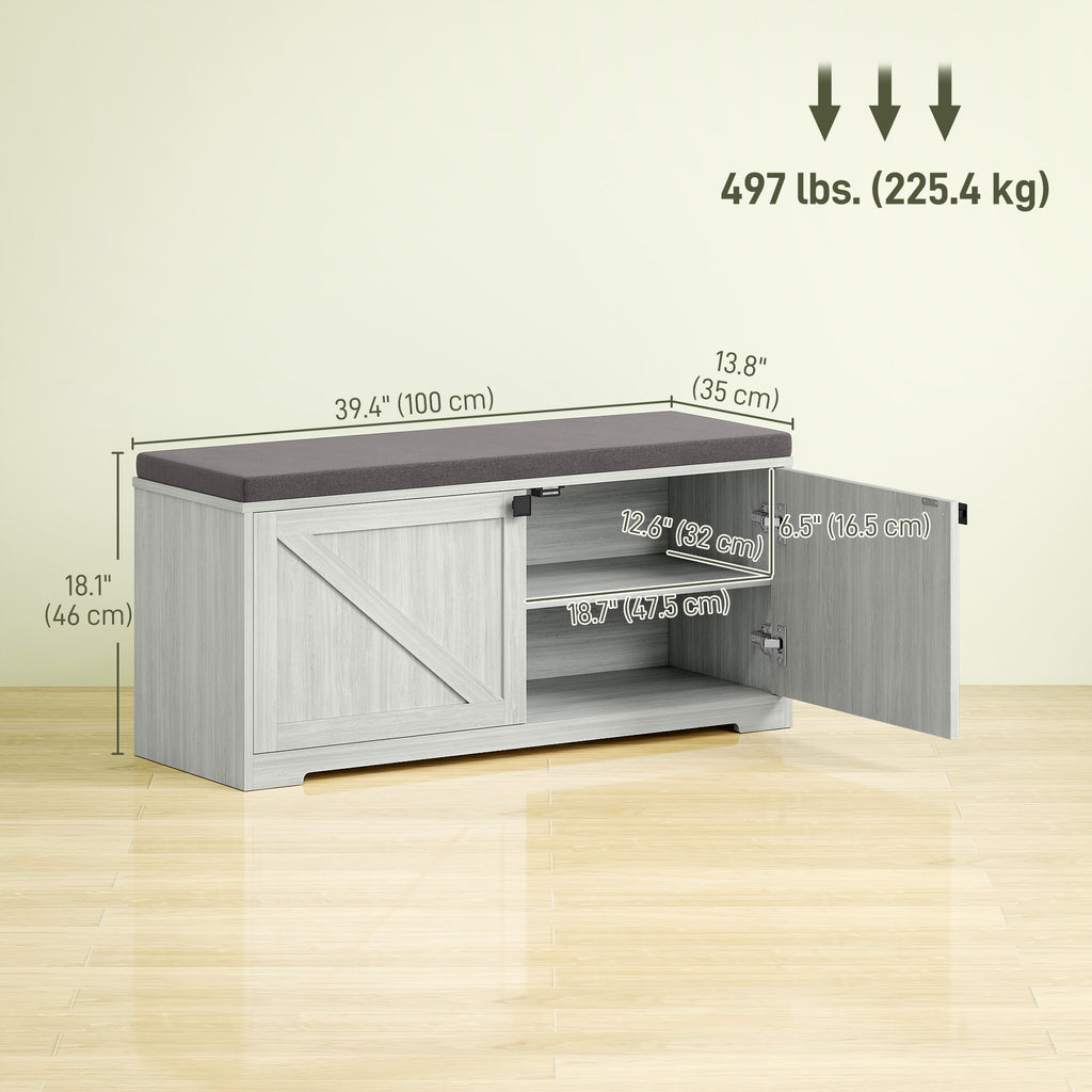 Shoe Storage Bench with Padded Seat, Entryway Bench Holds up to 352 lb, Shoe Organizer, 8 Pairs, Light Grey
