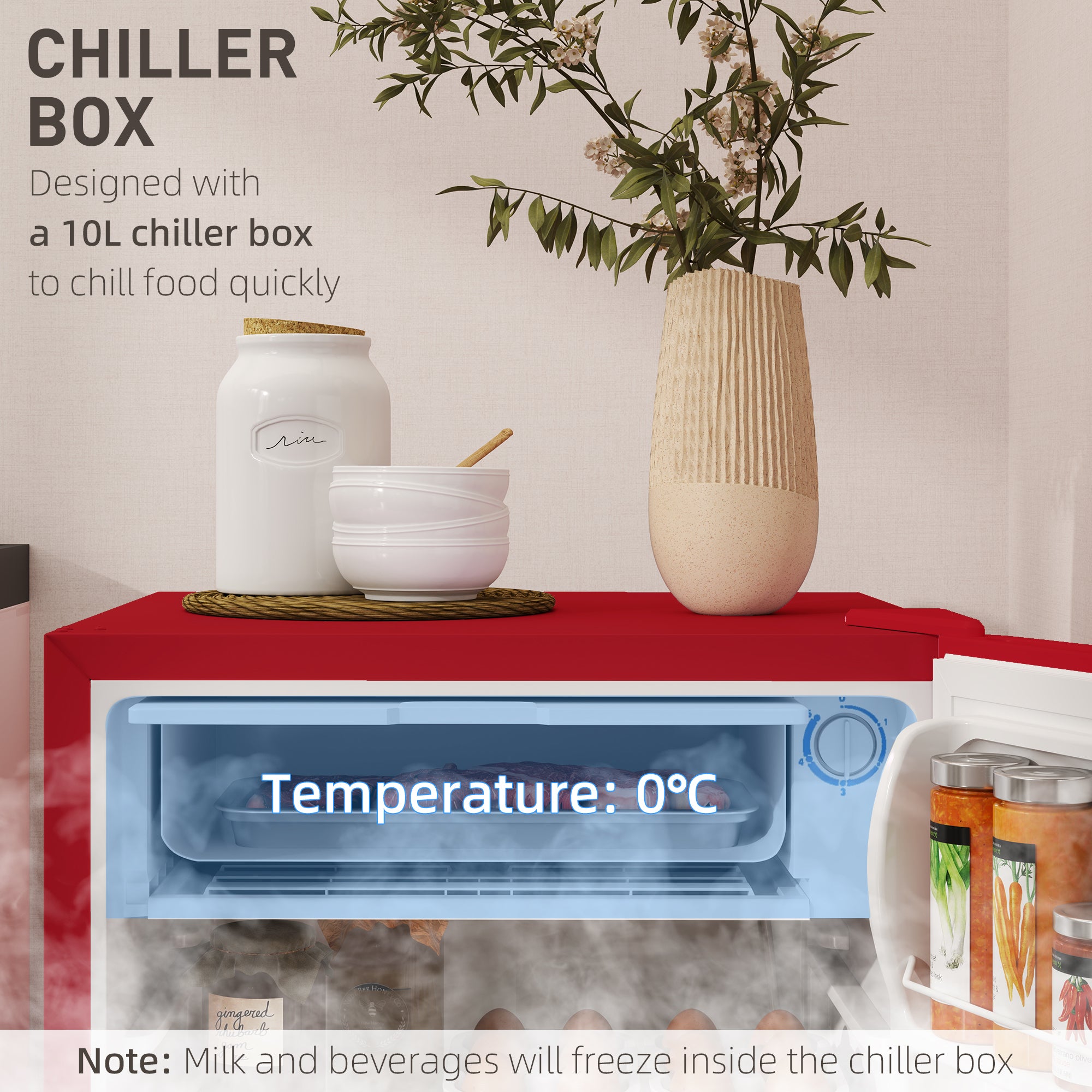 Compact Refrigerator, Mini Fridge with Freezer, Adjustable Shelf, Mechanical Thermostat and Reversible Door, White