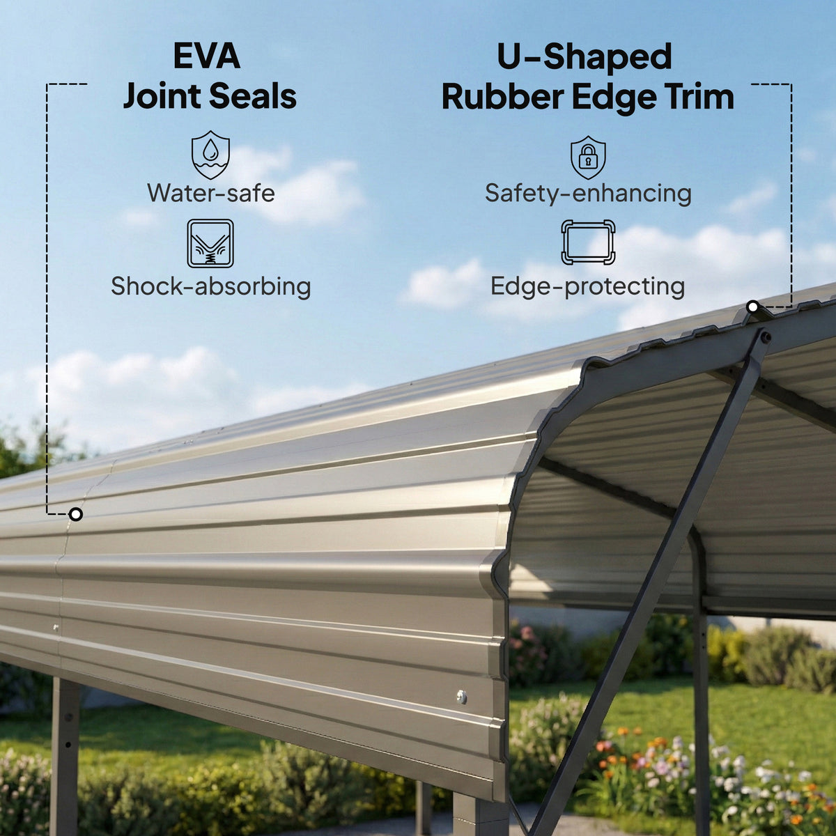 10 x 15FT Metal Carport, Heavy-Duty Carport Canopy with Reinforced Frame & Galvanized Steel Roof, Dark Grey