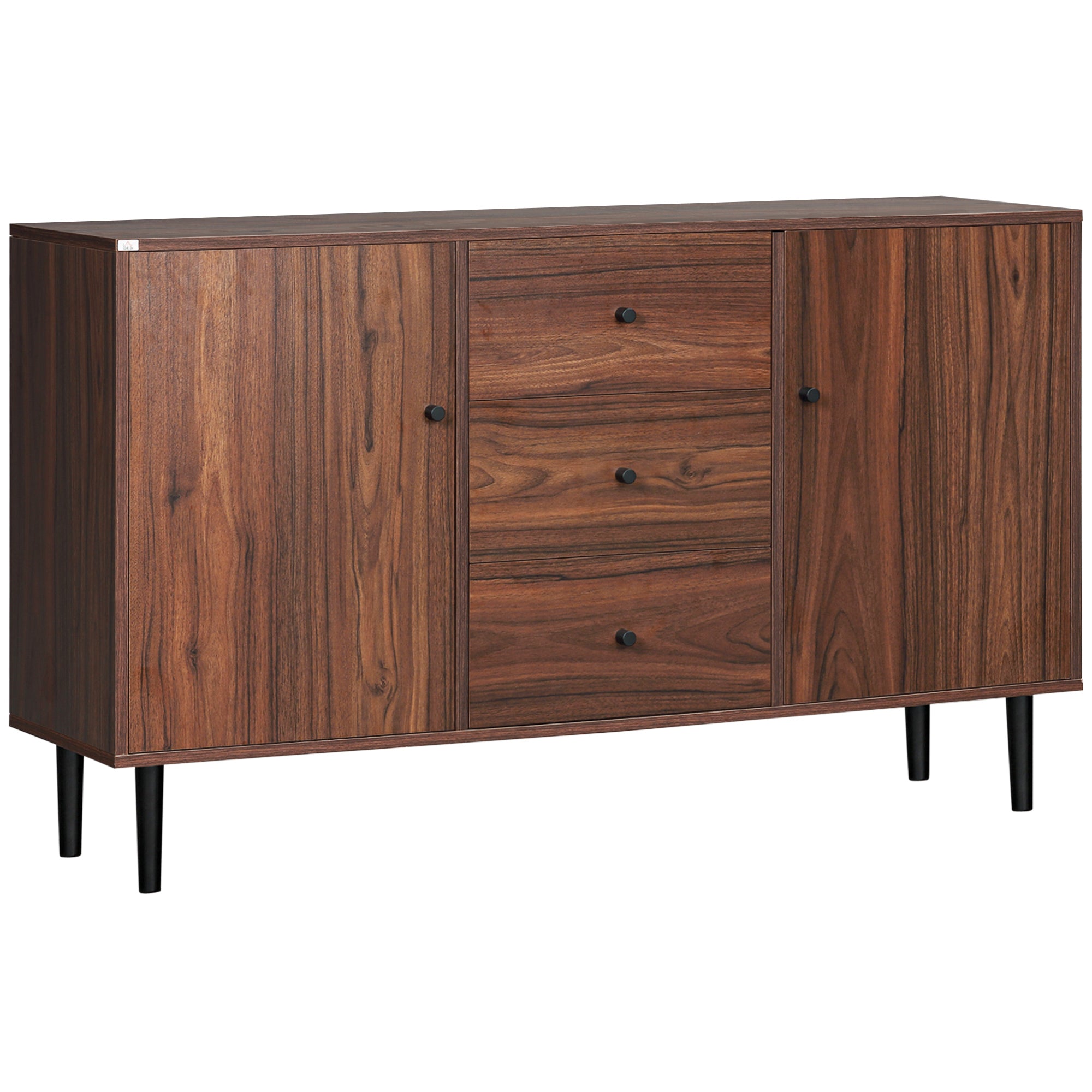 Kitchen Storage Sideboard, Buffet Cabinet with 2 Cupboard, 3 Drawers and Adjustable Shelves for Living Room Rustic Brown
