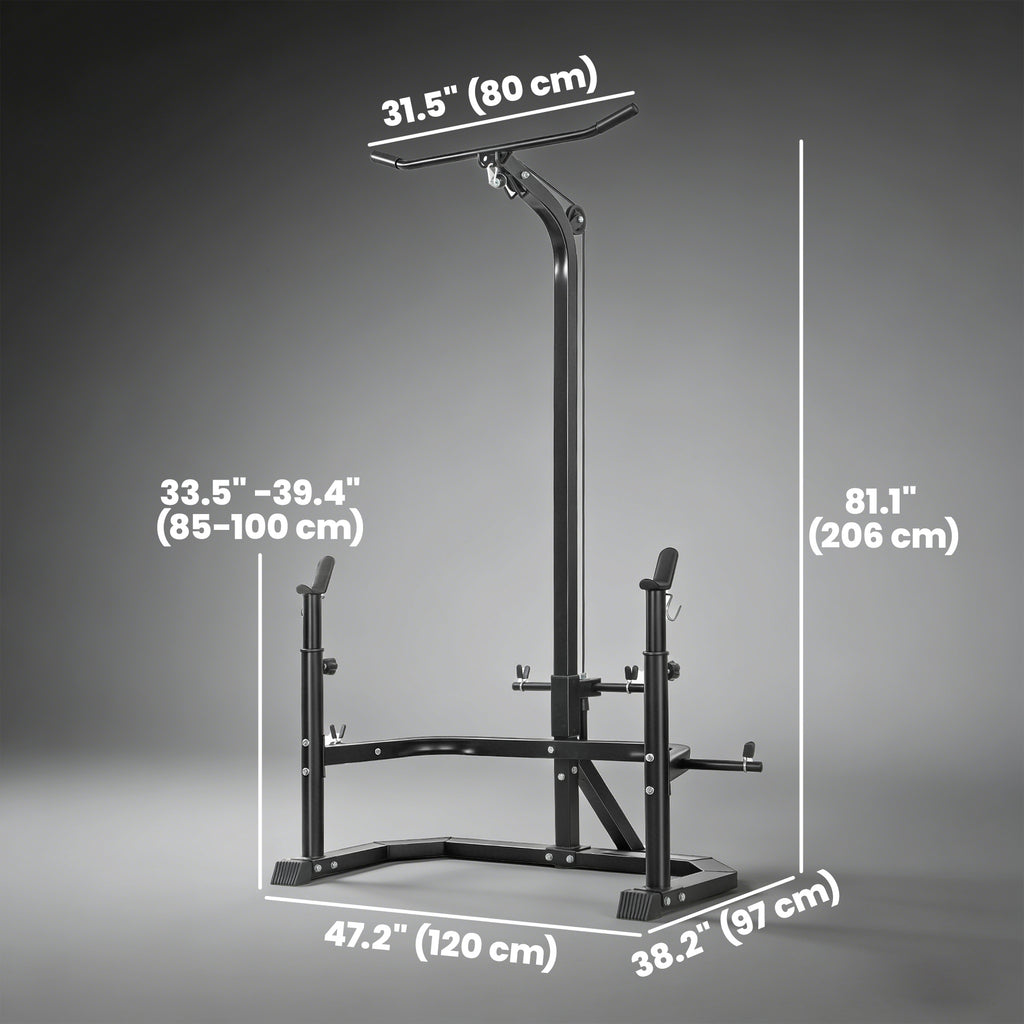 Soozier Multi-Function Home Gym Machine with Bench Press Rack, Squat Rack and Lat Pulldown System, Black