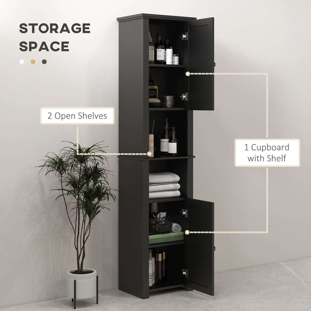 Tall Medicine Cabinet, Freestanding Bathroom Storage Cabinet with Shelves and 2 Cupboards, Bathroom Organizer, White