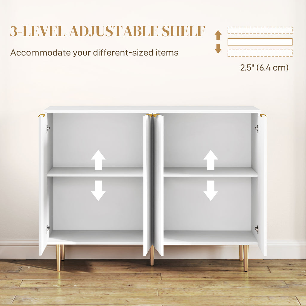 Modern Kitchen Storage Cabinet, Sideboard Buffet Cabinet with Adjustable Shelves for Kitchen Hallway, White