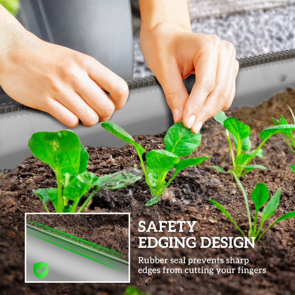 4.9 x 2 x 1ft Galvanized Raised Garden Bed Kit, Metal Planter Box with Safety Edging, Silver