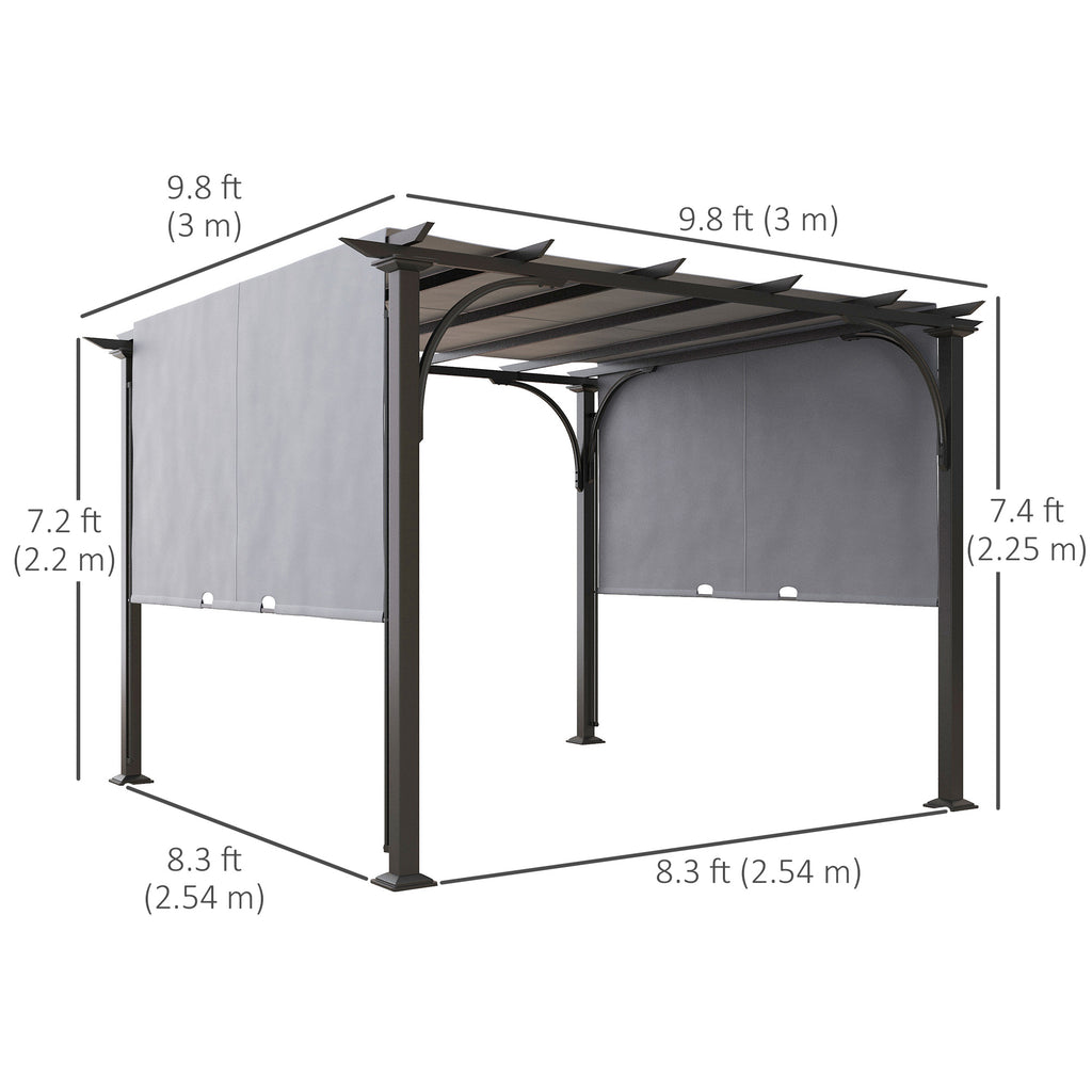 10' x 10' Outdoor Pergola Patio Gazebo Canopy Sun Shelter, Steel Frame, White