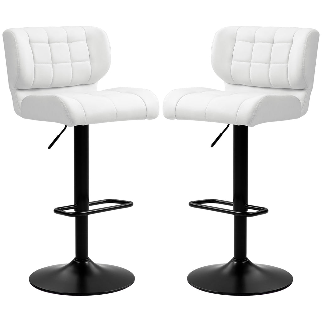 Swivel PU Leather Barstools Set of 2 Adjustable Bar Stools with Footrest Back for Kitchen Counter Dining Room Black