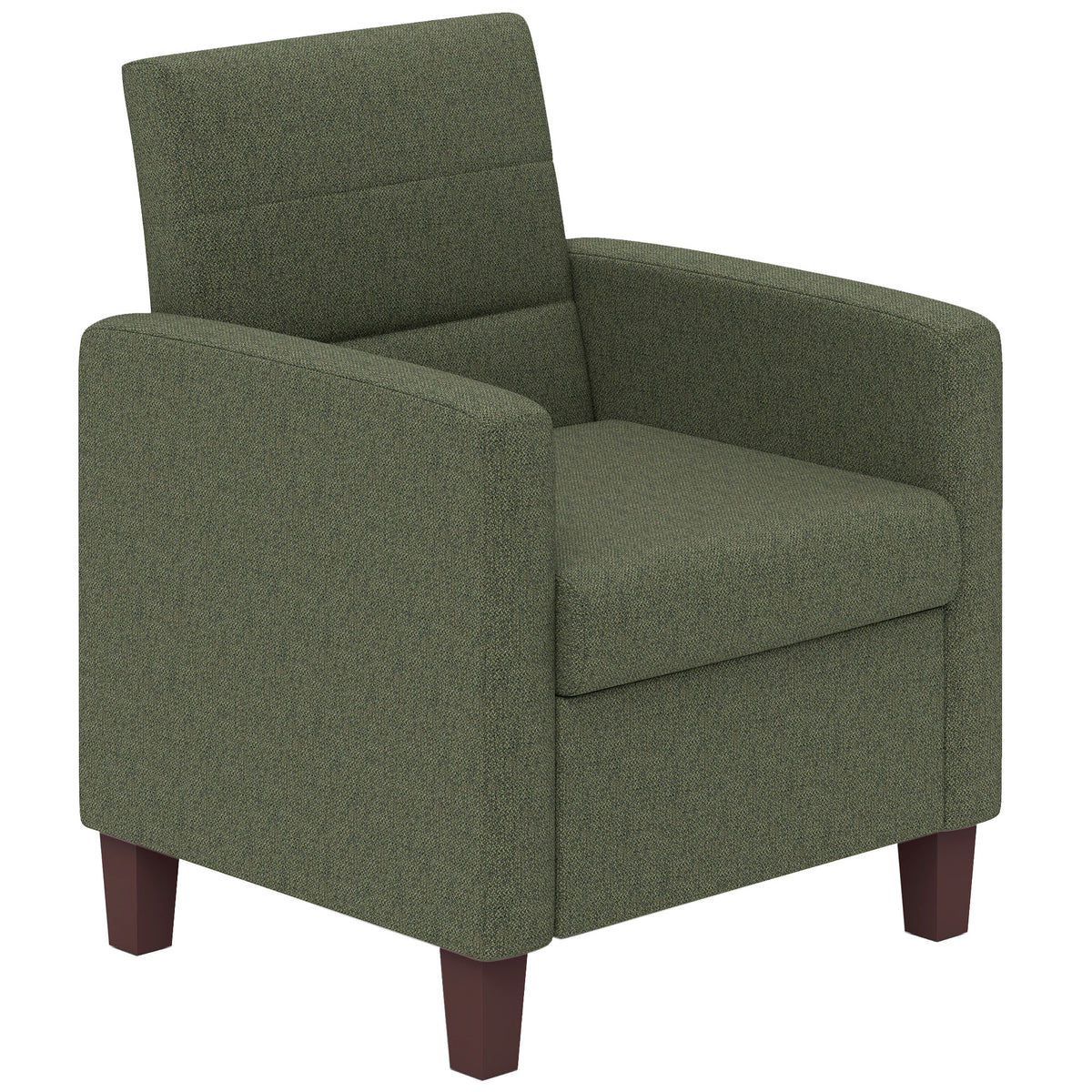 Fabric Accent Chair, Modern Armchair with Seat Cushion and Non-Slip Pads for Living Room, Bedroom, Dark Green