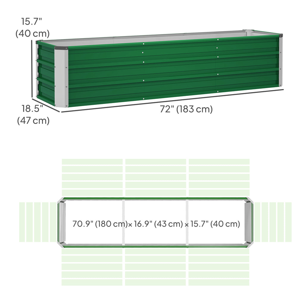 سرير حديقة مرتفع مجلفن 6' × 1.5' × 1.3'، صندوق زارع معدني كبير مرتفع مع قفازات تركيب للفناء الخلفي والباحة لزراعة الخضروات والأعشاب والزهور، أخضر