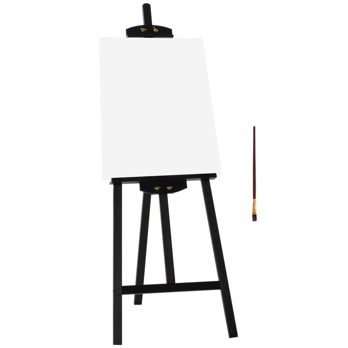 55" Pine Wood Painting Easel Stand, Adjustable Folding Art Easel, Tilts up to 75° for Adults, Begginners and Students, Black