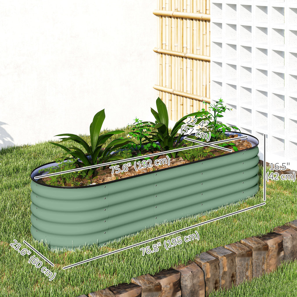 6.5 x 2 x 1.5 FT Galvanized Steel Raised Garden Bed, Metal Garden Bed Planter Box with Safety Edging, Green