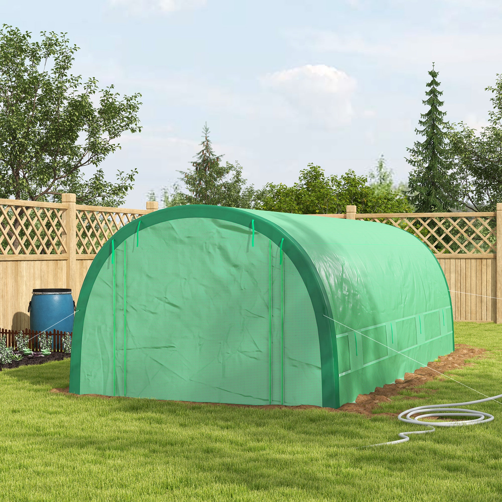 19.5' x 10' x 6.5' ዝተመሓየሸ ትነል ግሪንሃውስ ብመሬት ማዕጾን መስኮታትን፣ 15 ናይ ተኽሊ መለለይን ጓንትን፣ ሓምላይ